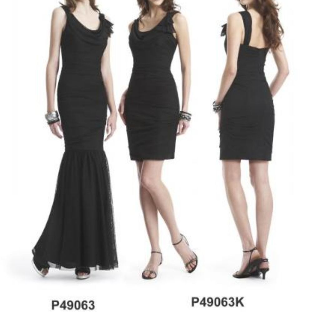 NWT Jasmine Full Length Black Classic Prom Dress Ruffle Sheath/Mermaid 6